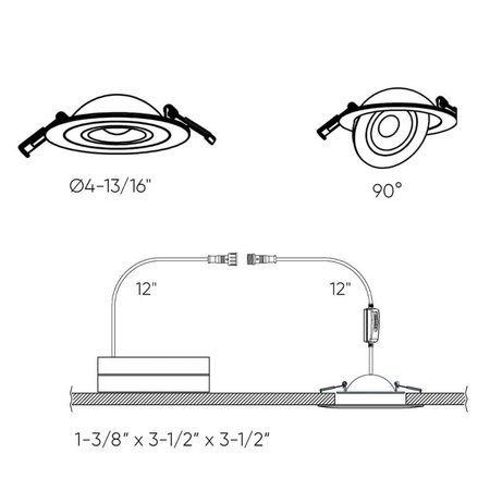 DALS LIGHTING Pivot 4-Inch Flat Recessed LED Gimbal Light FGM4-CC-BK